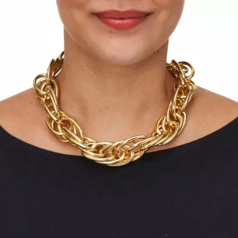 Large Link Chain Goldtone Necklace 18-inch and 2.5-inch Extender