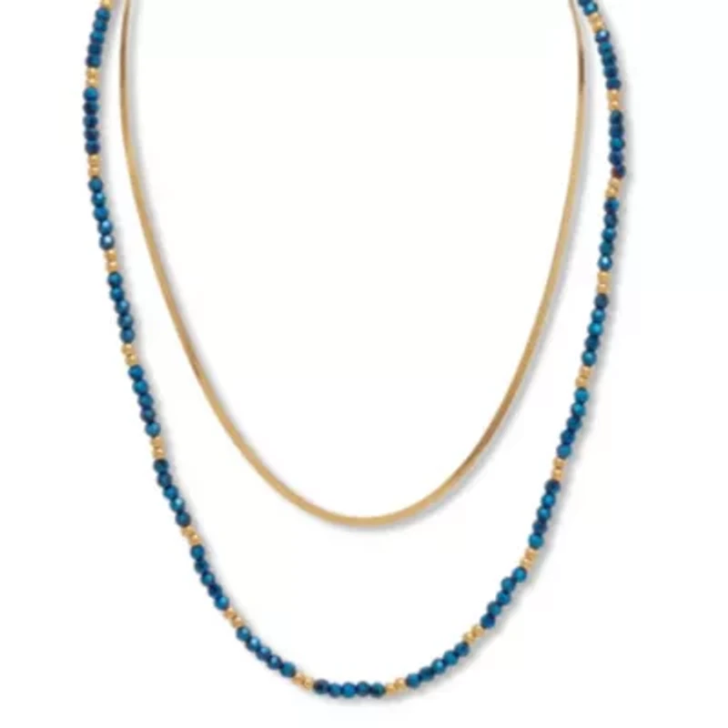 Crystal 2-Piece Stainless Steel Beaded Necklace 16-inch and 3-inch Extender