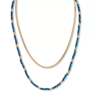 Crystal 2-Piece Stainless Steel Beaded Necklace 16-inch and 3-inch Extender