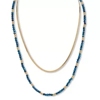 Crystal 2-Piece Stainless Steel Beaded Necklace 16-inch and 3-inch Extender