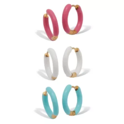 3-Pair SS Enamel Color Hoops