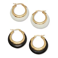 Yellow Gold Ion-Plated Eclipse 2-Set Hoop Earrings