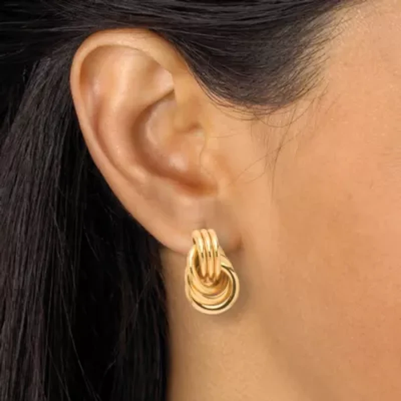 Yellow Gold Ion-Plated Stainless Steel Twisted Knot Drop Earring Set