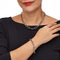 Necklace and Bracelet Stainless Steel Paperclip Chain Jewelry Set