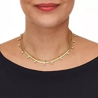 2-Pair Gold Ion-Plated Stainless Steel Crystal Necklace Set 15.5 inch