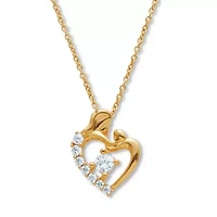 Unstoppable Love Gold Over Silver Cubic Zirconia Heart Pendant