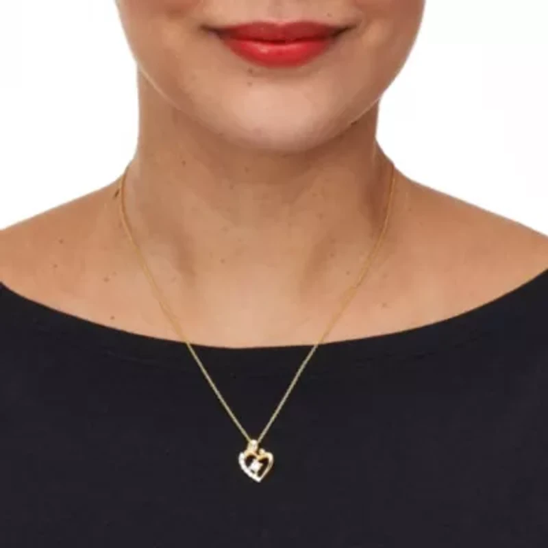 Unstoppable Love Gold Over Silver Cubic Zirconia Heart Pendant