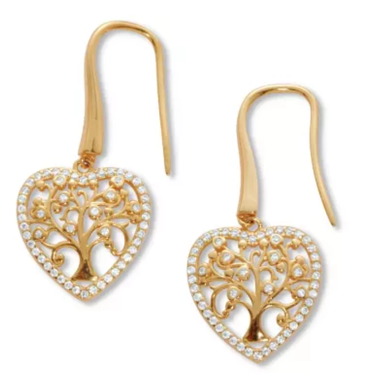 .52 TCW Cubic Zirconia Gold-Plated Tree of Life Earrings