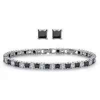 10.75 TCW Princess Cut Cubic Zirconia Tennis Bracelet and Earring Set