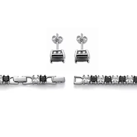 10.75 TCW Princess Cut Cubic Zirconia Tennis Bracelet and Earring Set