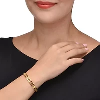 Roman Numeral Gold Ion-Plated Stainless Steel Bangle Bracelet