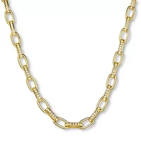Crystal Goldtone Paperclip Necklace, 18 Inches