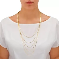 Multi-Strand Cobra-Link Waterfall Necklace in Yellow Goldtone 30"
