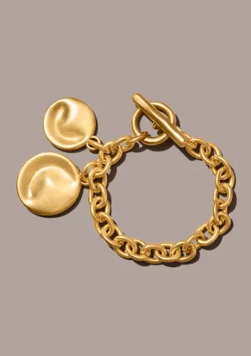 Gold Plated 24K Wave Coin Flex Bracelet