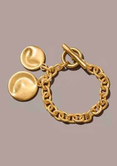 Gold Plated 24K Wave Coin Flex Bracelet