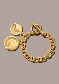  Gold Plated 24K Wave Coin Flex Bracelet