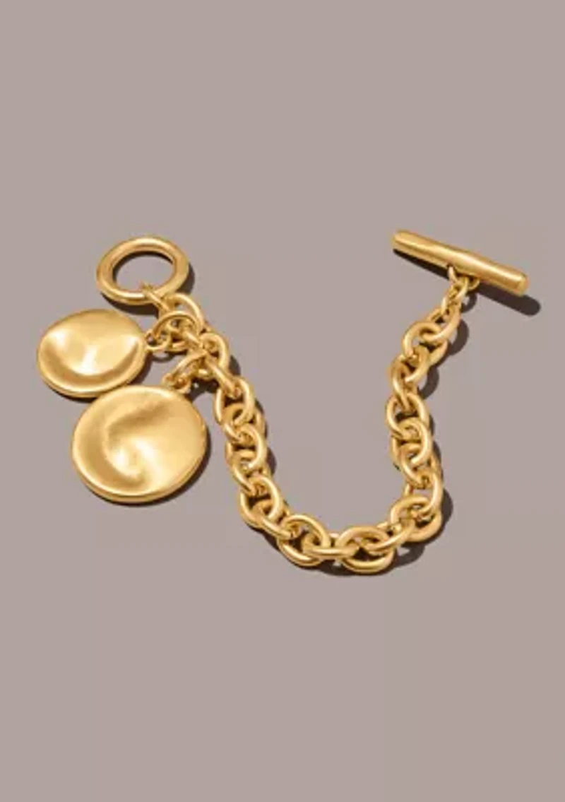 Gold Plated 24K Wave Coin Flex Bracelet
