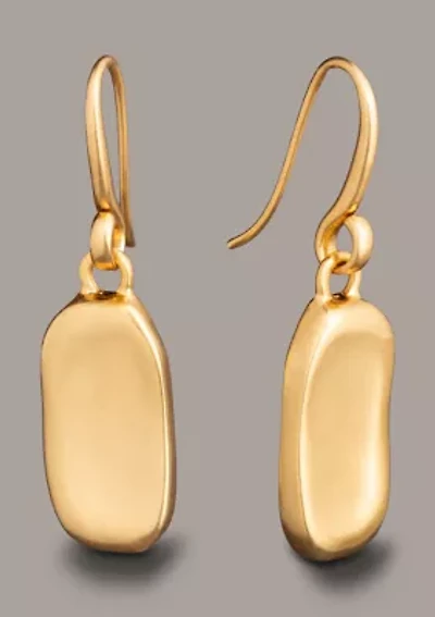 Organic Pebble Gold Tone Drop Earrings