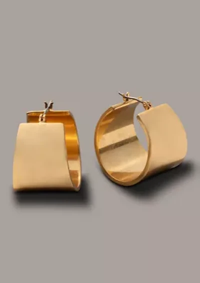 Flat Taper Gold Tone Hoop Earrings