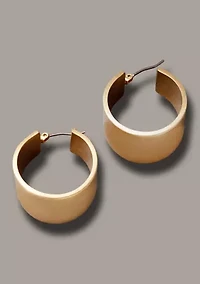 Flat Taper Gold Tone Hoop Earrings