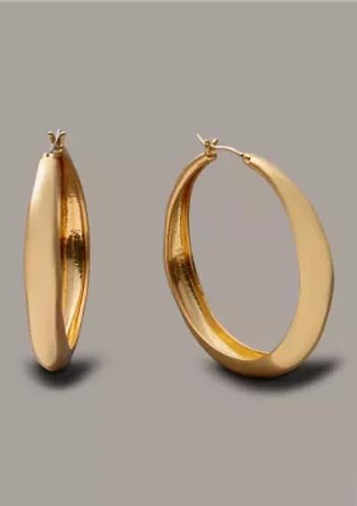 Molten Gold Tone Hoop Earrings