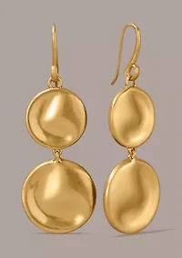 Gold Plated 24K Wave Coin Double Drop Earrings