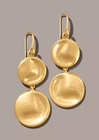 Gold Plated 24K Wave Coin Double Drop Earrings