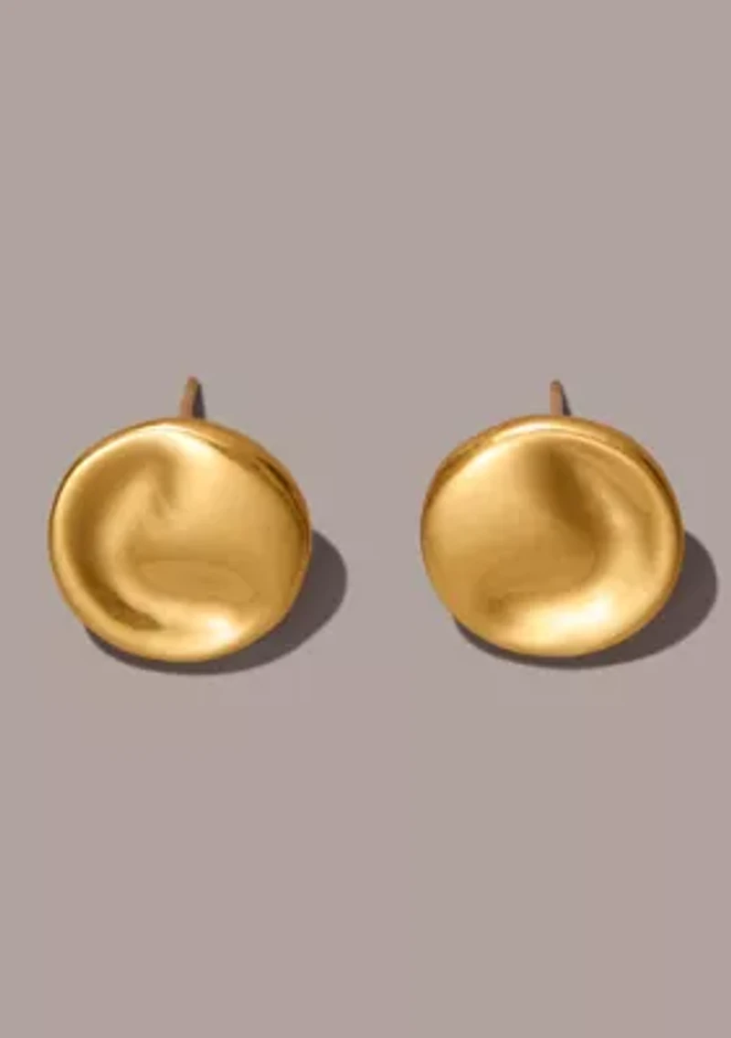 Gold Plated 24K Wave Coin Stud Earrings