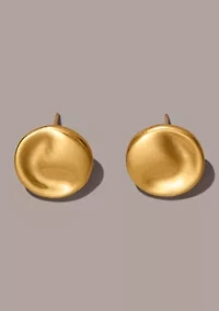 Gold Plated 24K Wave Coin Stud Earrings