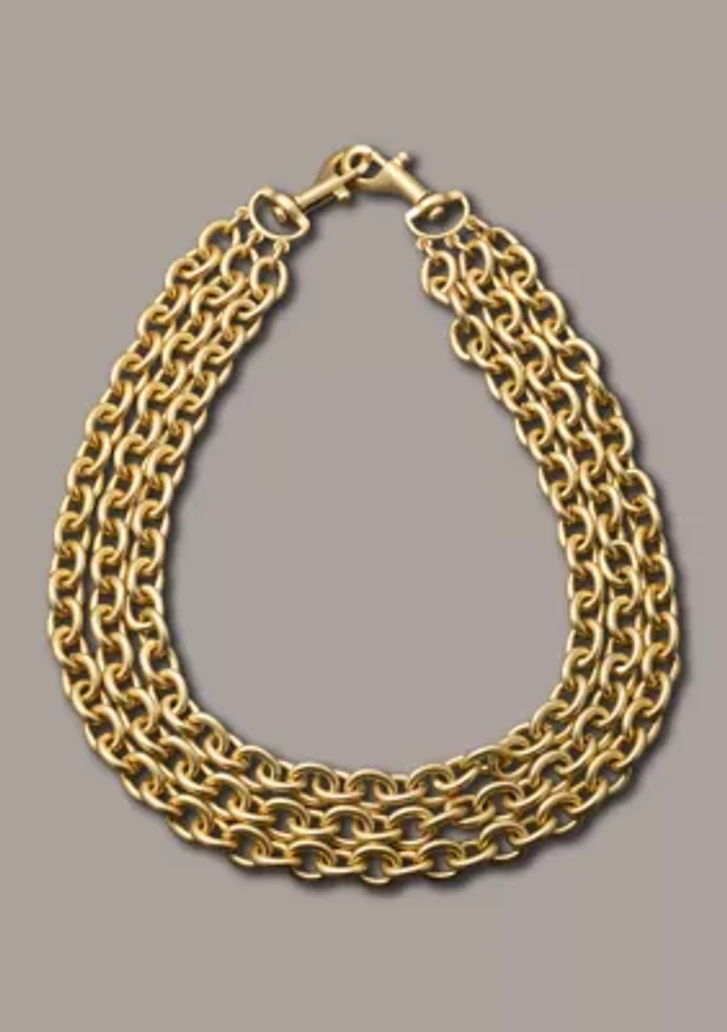 Triple Chain Link Collar Necklace 