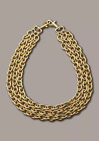 Triple Chain Link Collar Necklace 