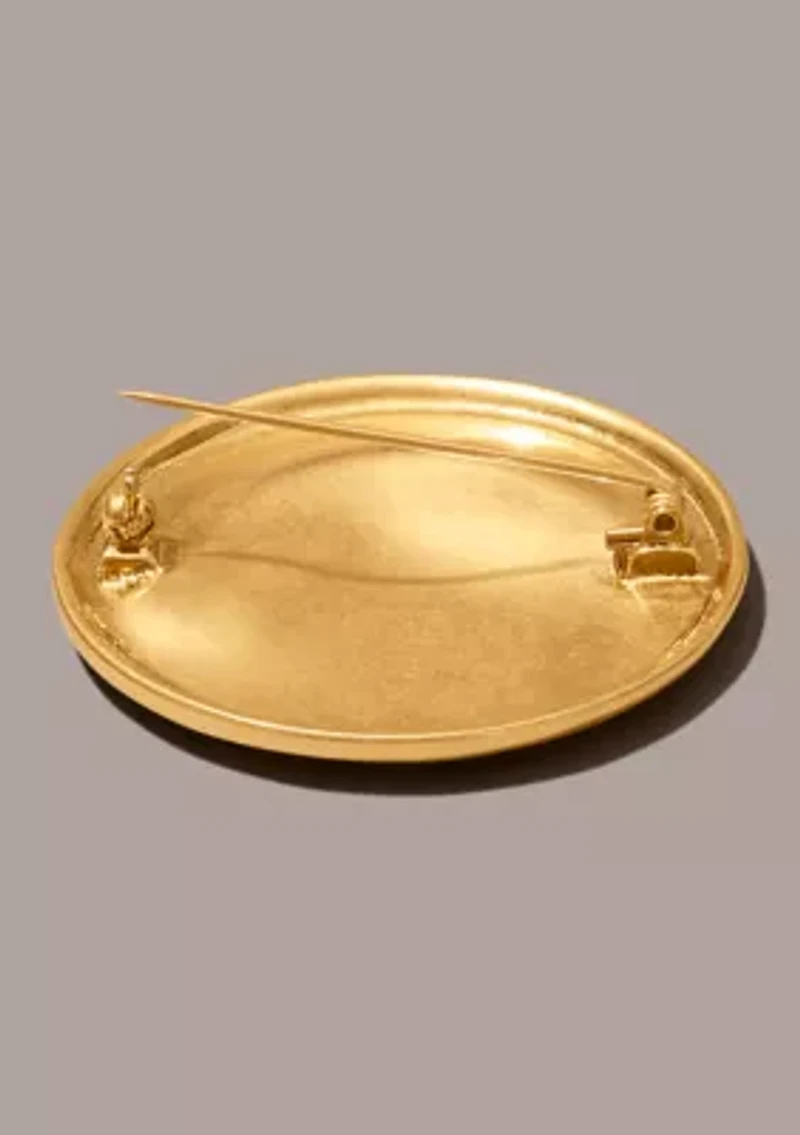 Gold Plated 24K Wave Coin Brooch Pin