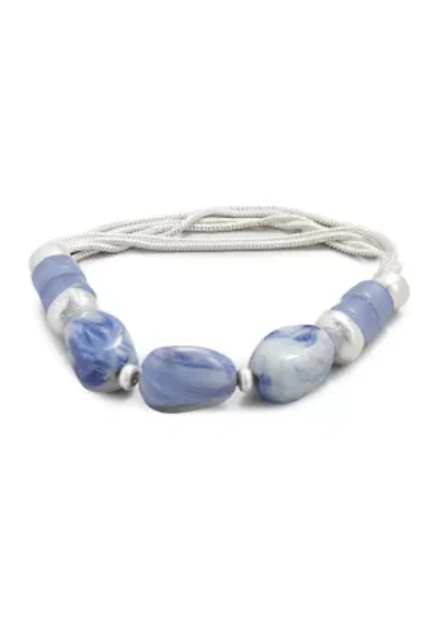 Silver Tone Blue Beaded Bracelet