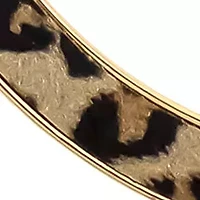 Gold-Tone Short Leopard Print Frontal Bar on Chain Collar Necklace