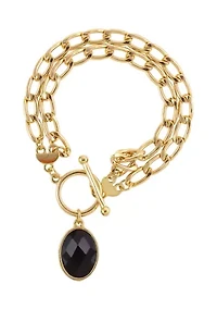 Gold Tone 2 Row Chain Bracelet