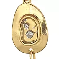 Gold Tone, 36" + 3" Extender Long Chain Link Necklace With  Organic Fleck Stations