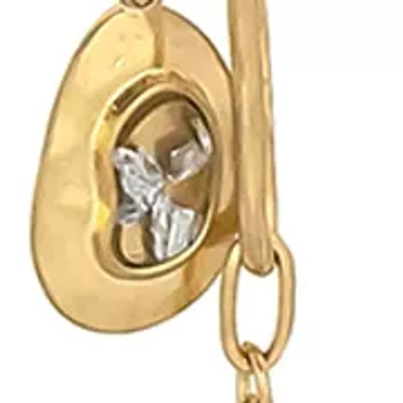 Gold Tone 30" Long Double Tassel Oval Pendant Necklace