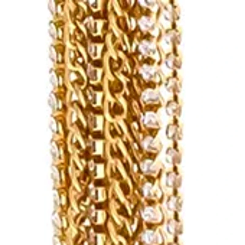 Gold Tone Long Chain Tassel Necklace 