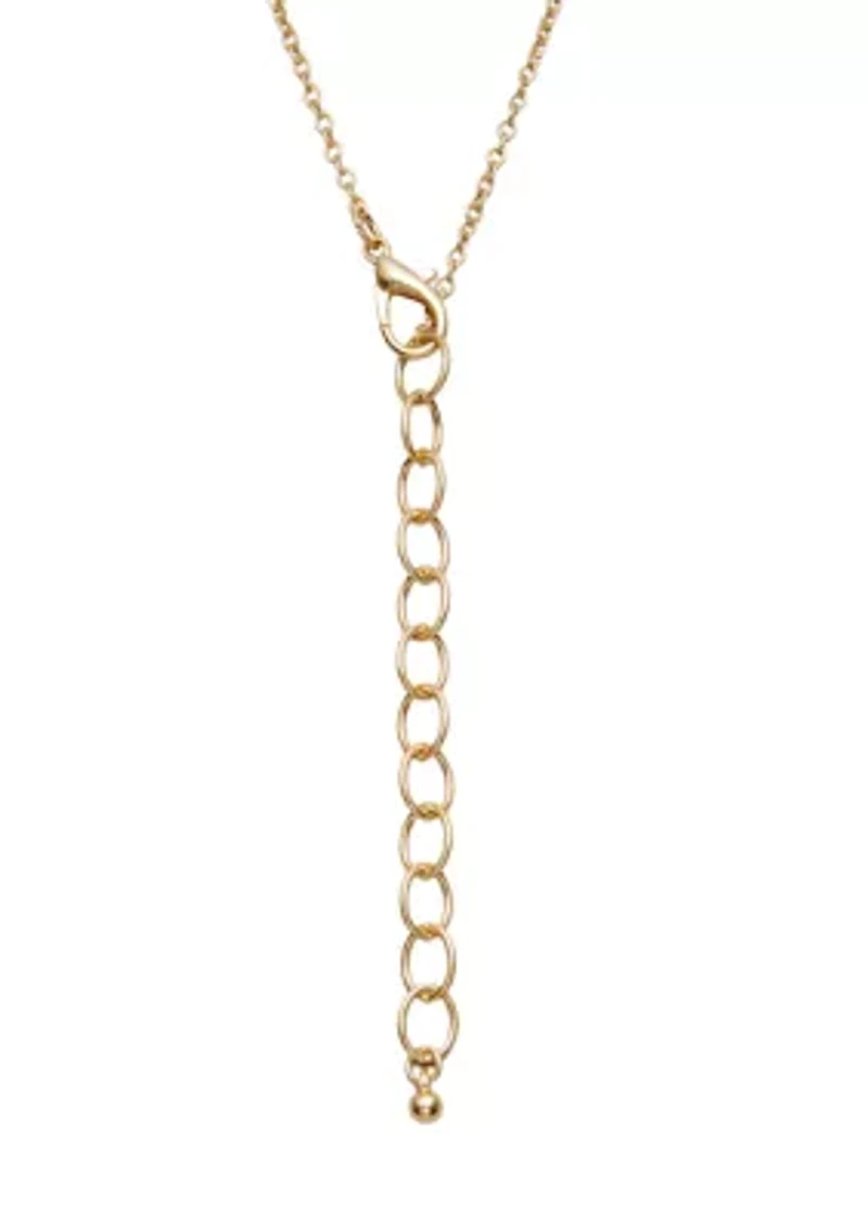 Gold Tone 33.5" Basketweave Open Metal Triple Drop Necklace