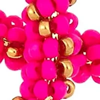 Gold Tone Seed Bead Hoop Earrings