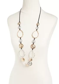 Two-Tone Casual Metals Open Linked Long Necklace