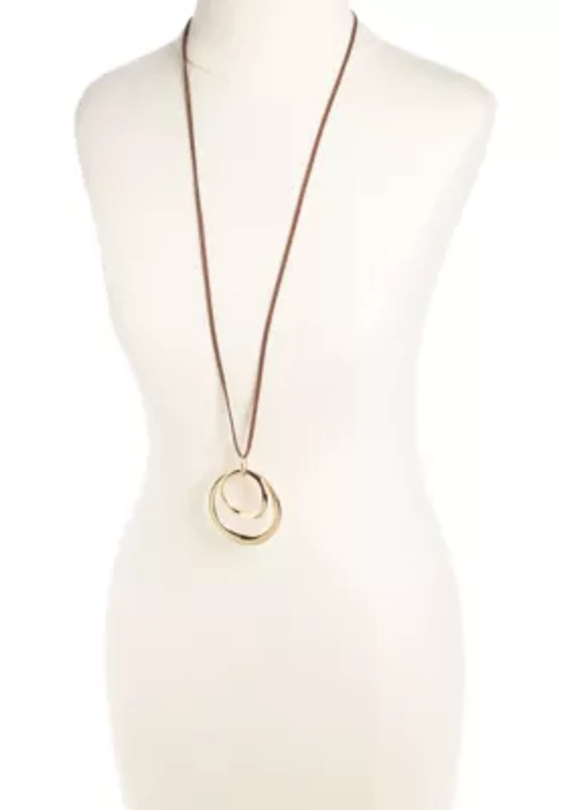 Double Open Ring Pendant Necklace
