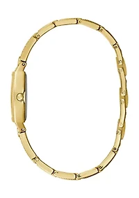 10 Meter Water Resistant Gold Tone Case Stainless Steel Watch 