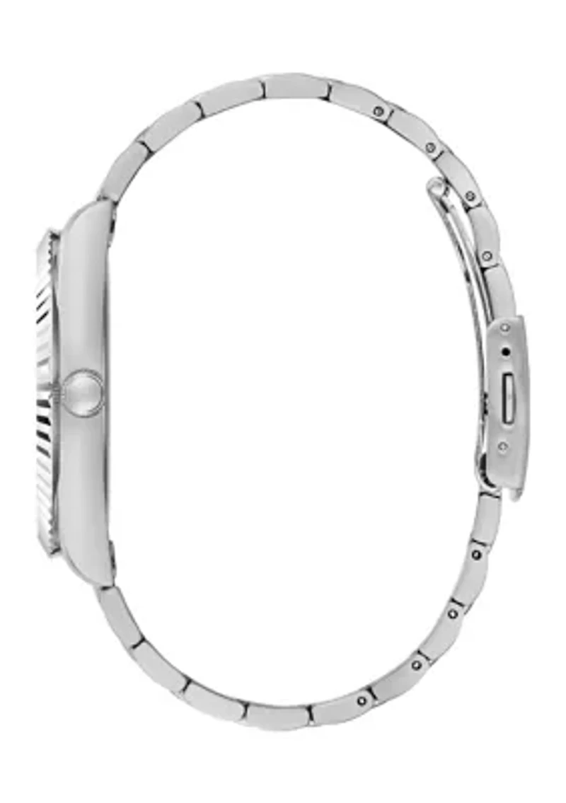 Silver Tone Case Stainless Steel Watch