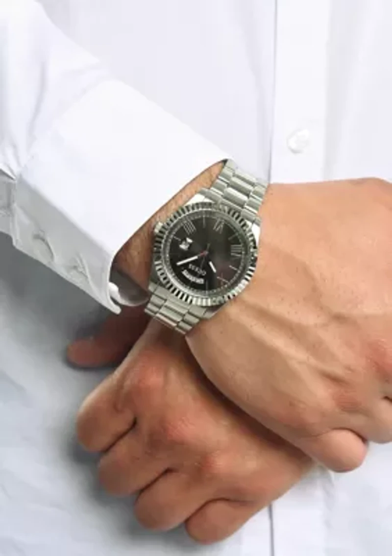Silver Tone Case Stainless Steel Watch