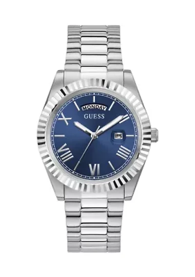 Silver Tone Case Stainless Steel Watch