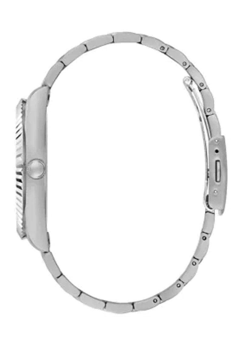 Silver Tone Case Stainless Steel Watch