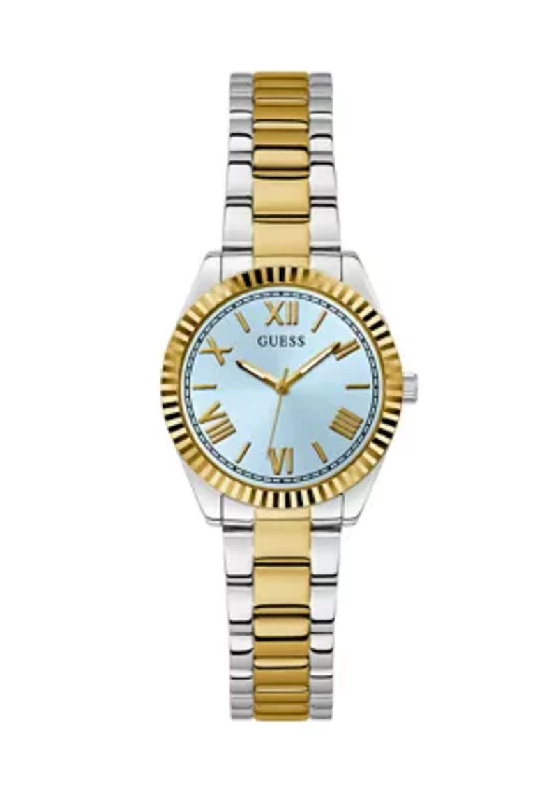 Two Tone Slim Blue Dial Watch