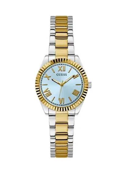 Two Tone Slim Blue Dial Watch