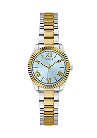 Two Tone Slim Blue Dial Watch
